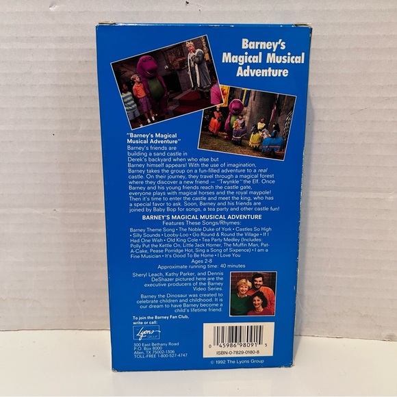 1992 Barney’s magical Musical Adventure VHS - Picture 3 of 4